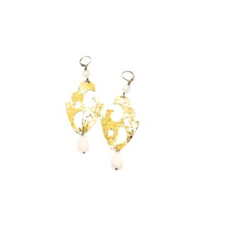 Half Moon and Star Design Drop Earrings with Stone