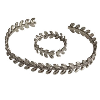 Silver Leafy Bracelet Set