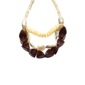 Nude and Brown Coloured Stone Layered Neckpiece