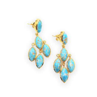 18k Gold-plated Metal-based Turquoise Gemstone Earrings