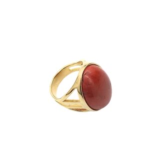Yellow Gold-plated Coral Ring