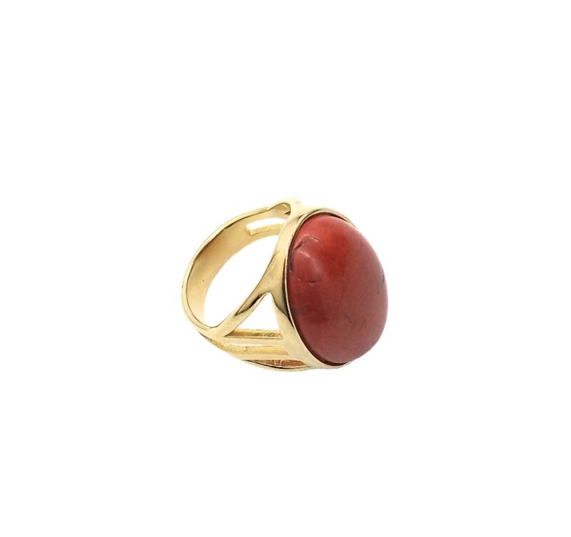 Yellow Gold-plated Coral Ring
