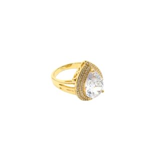 Pear-shaped Crystal Stoned Gold Ring