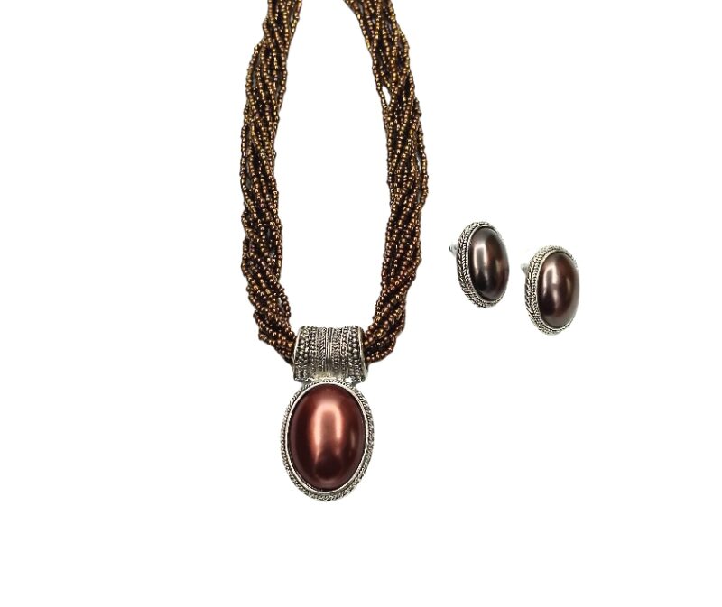 Brown Stone Beads Multi-strand Neckpiece